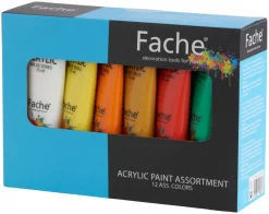 Fache Hobbymaling*Akrylfarver 12 stk. á 75 ml