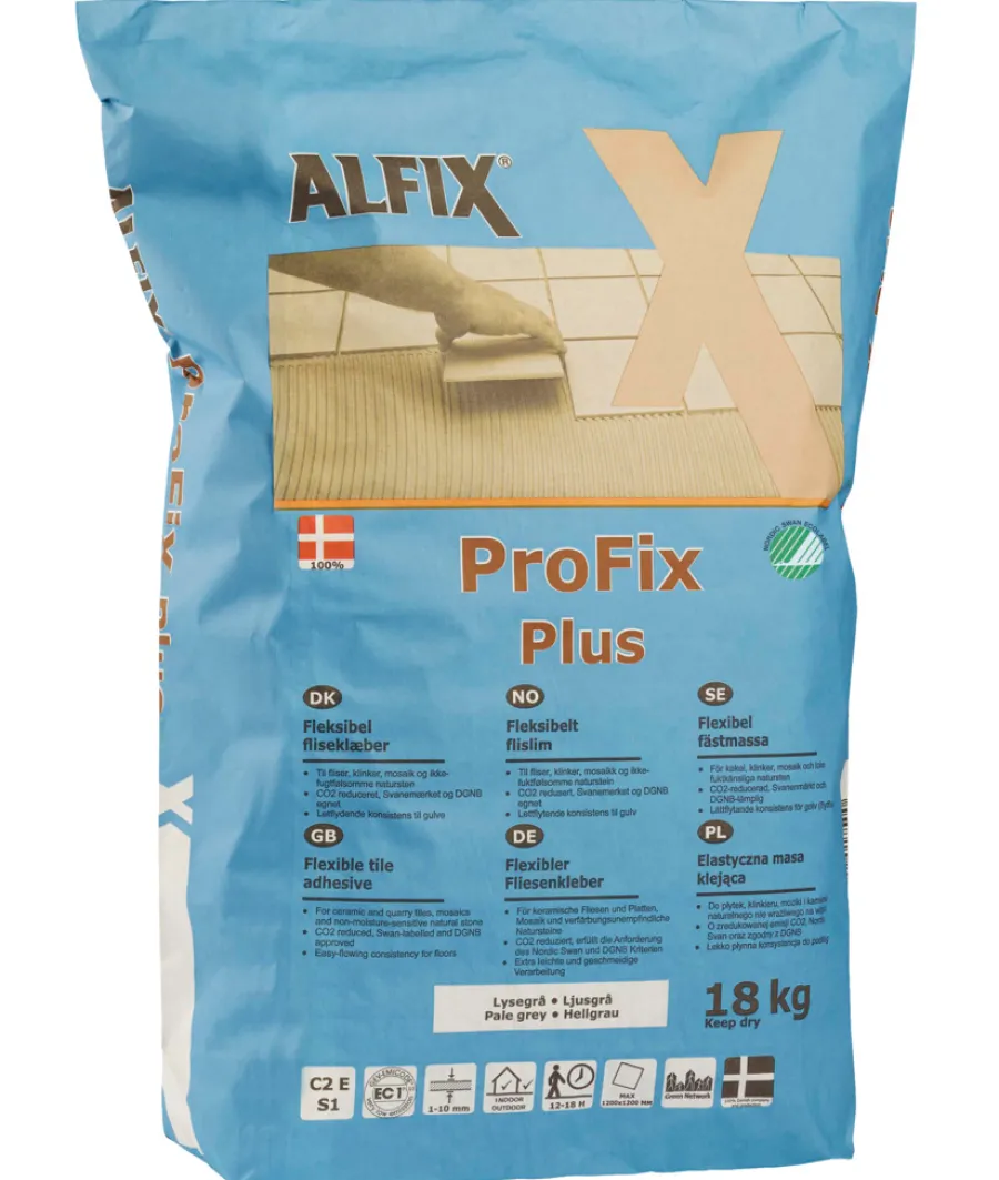 Alfix Fugeprodukter*ProFix Plus fliseklæber 18 kg Lysegrå
