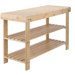 Boligindretning|Reoler & Rumdelere*Bambusbænk m/2 hylder 70 x 25 x 45 cm