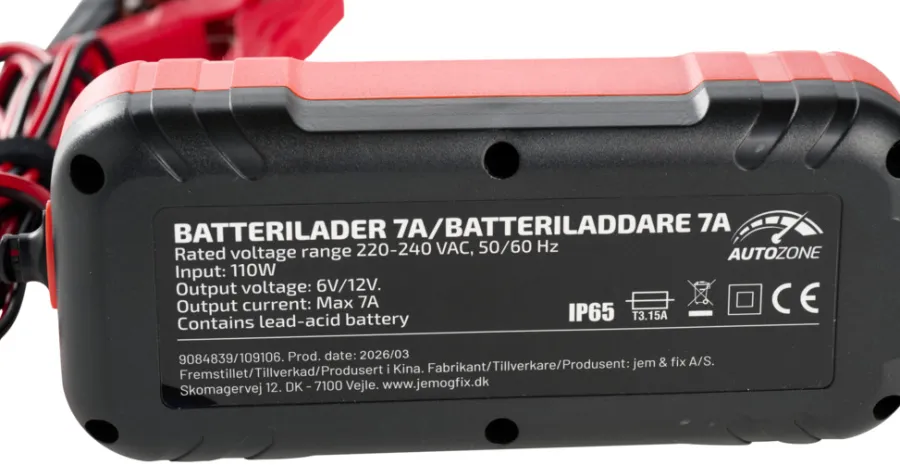 AutoZone® Autobatterier, El-Ladere & Ladekabler*Batterilader 7A/6-12 V - AutoZone
