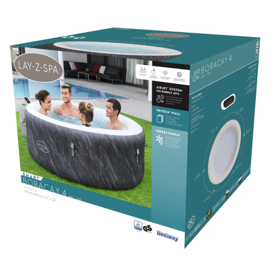 Bestway Udendørs Spabade*Lay-Z-Spa Boracay 4 spabad Ø180 cm Blue Marble
