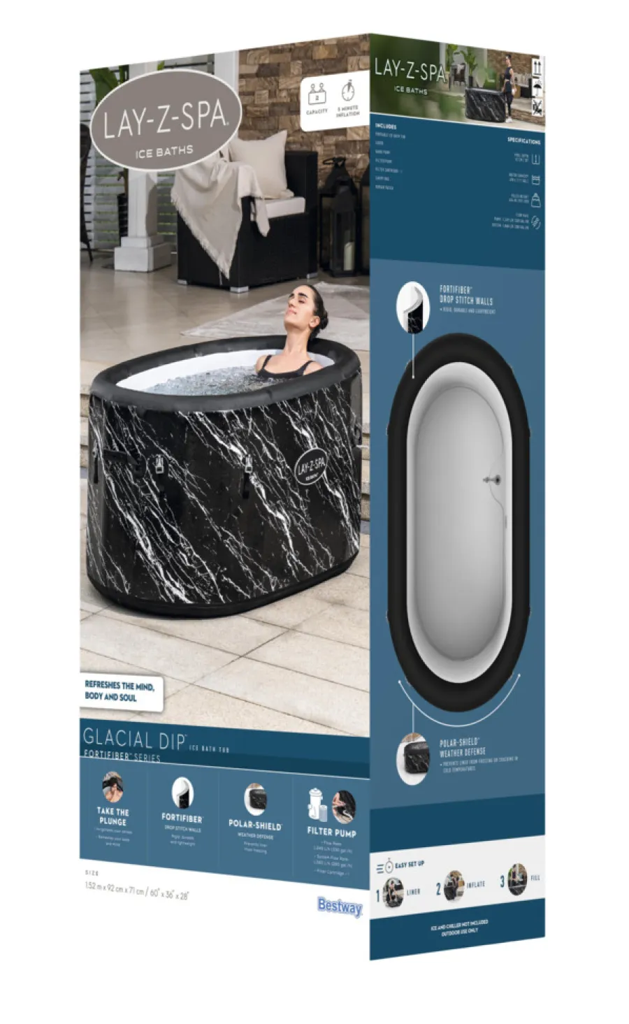 Bestway Badekar|Udendørs Spabade*Lay-Z-Spa Glacial Dip isbad 420 liter Sort marmor