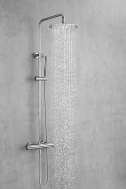 Rainshower Blandingsbatterier Til Bad Og Brus*Brusesæt m/termostat Ø250 mm børstet stål