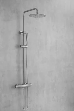 Rainshower Blandingsbatterier Til Bad Og Brus*Brusesæt m/termostat Ø250 mm børstet stål