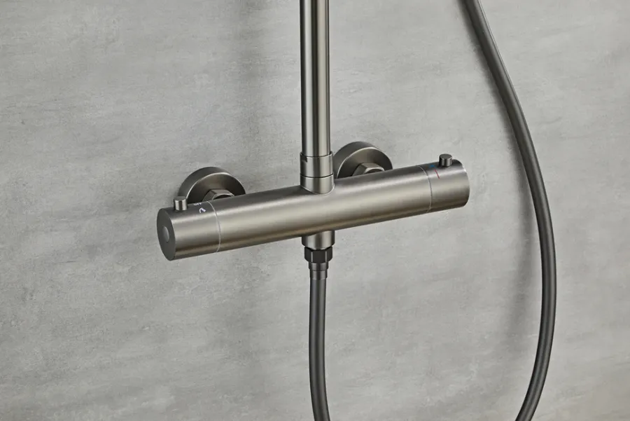 Blandingsbatterier Til Bad Og Brus*Brusesæt m/termostat Ø250 mm gunmetal