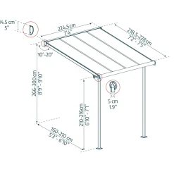 Canopia by Palram Overdækning*Sierra terrasseoverdækning 5,29 m² Ramme Antracit RAL 7016; Tagpaneler Klare