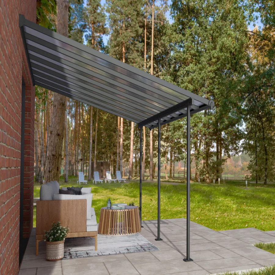 Canopia by Palram Overdækning*Sierra terrasseoverdækning 12,8 m² Ramme Antracit RAL 7016; Tagpaneler Klare