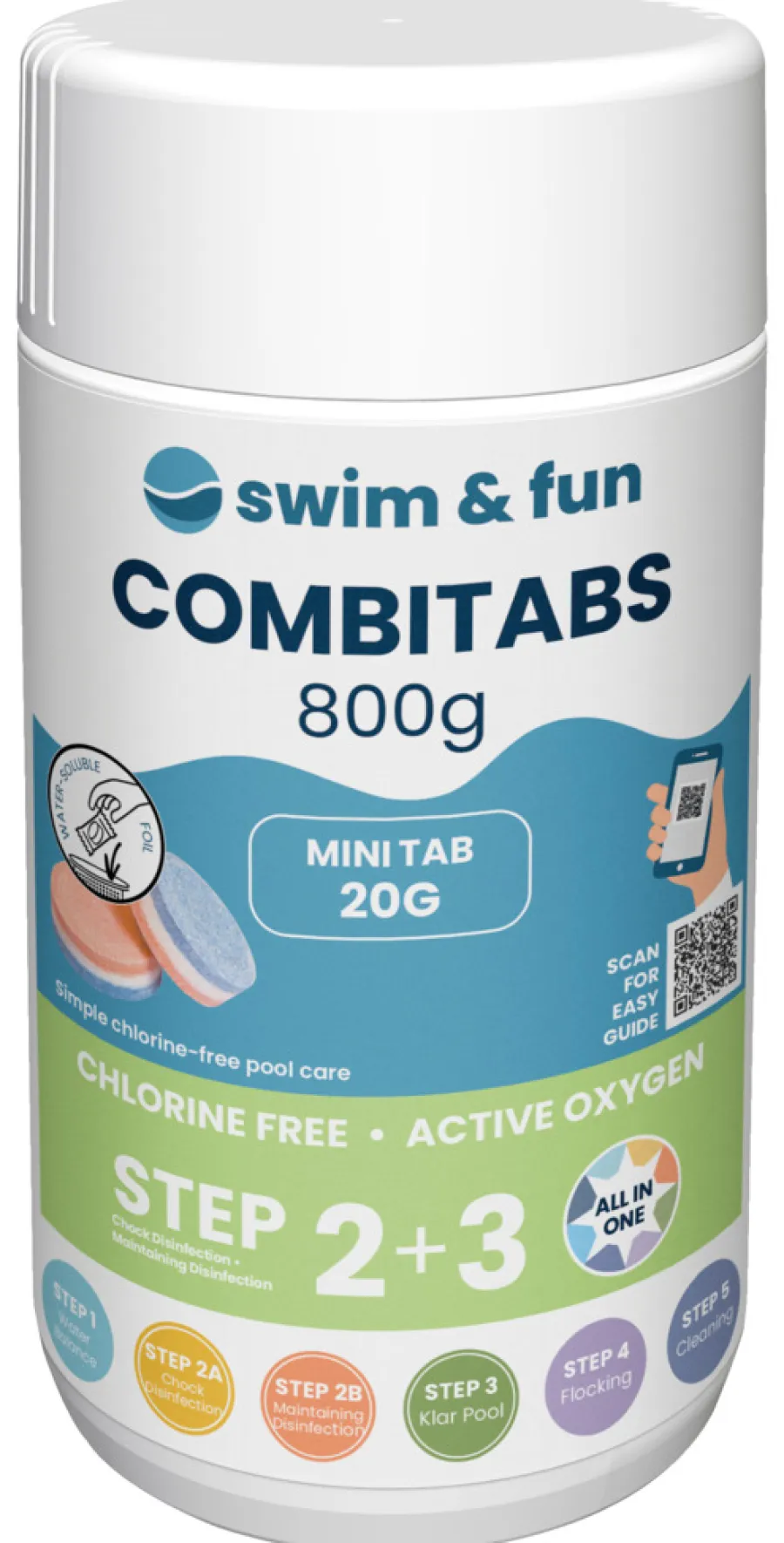 Swim & Fun Poolkemi & Testudstyr*Combitabs klorfri 40 x 20 g (800 g) -