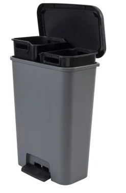 Curver Skraldespande|Affaldssortering*Compatta Duo Bin pedalspand 46 liter Metalfinish