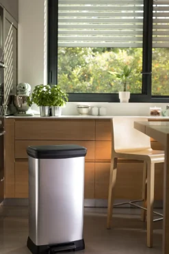 Curver Skraldespande|Affaldssortering*pedalspand sølv 50 liter Metalfinish