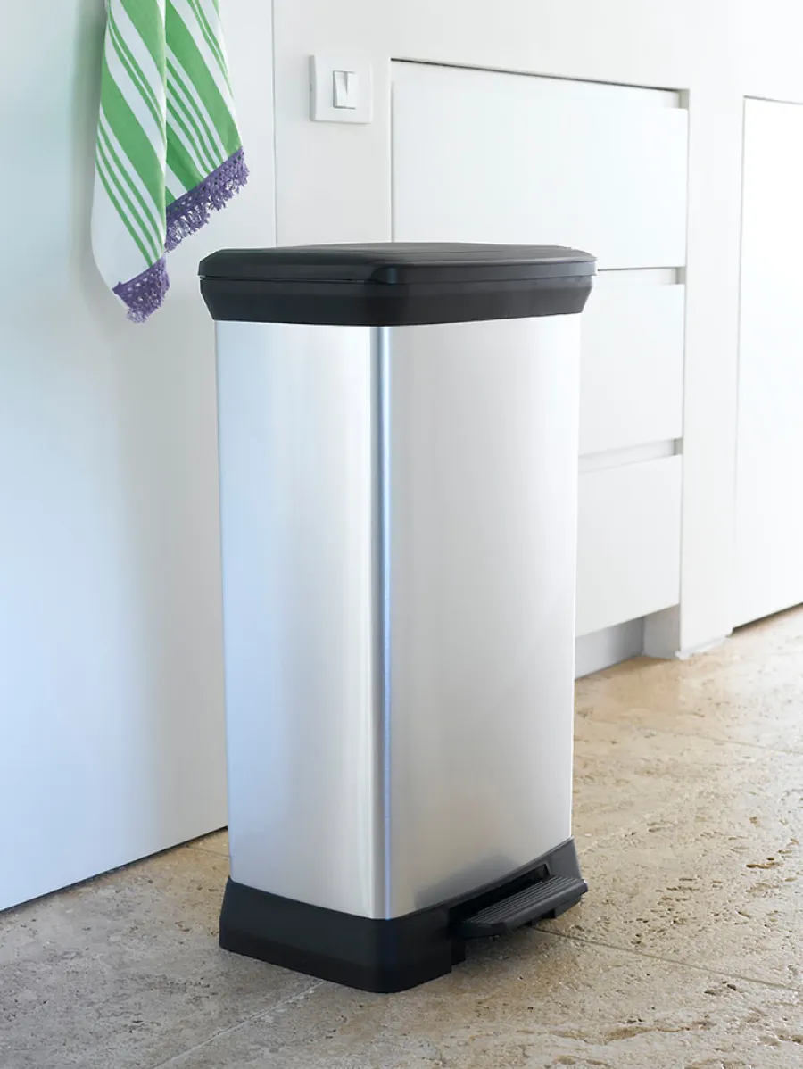 Curver Skraldespande|Affaldssortering*pedalspand sølv 50 liter Metalfinish