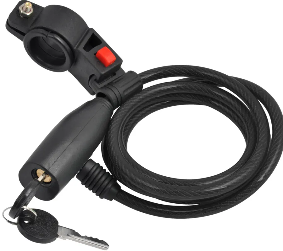 BikeZone® Kæde- Og Cykellåse*Cykellås spiralwire 150 cm - Sort