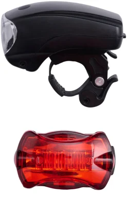 BikeZone® Cykellygter*Cykellygtesæt med 5 LED - Sort med gummi-coating