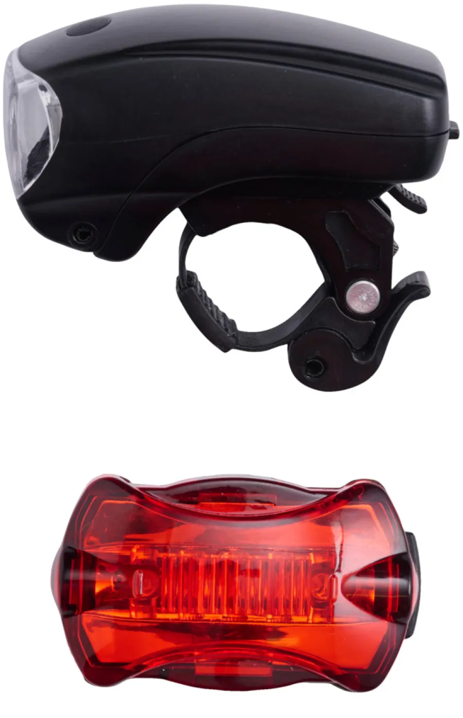 BikeZone® Cykellygter*Cykellygtesæt med 5 LED - Sort med gummi-coating