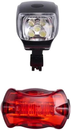 BikeZone® Cykellygter*Cykellygtesæt med 5 LED - Sort med gummi-coating