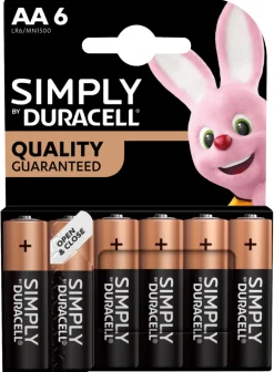 Duracell Batterier*Simply AA alkaline batterier 6-pk.