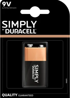 Duracell Batterier*Simply 9 V alkaline batteri 1-pk.
