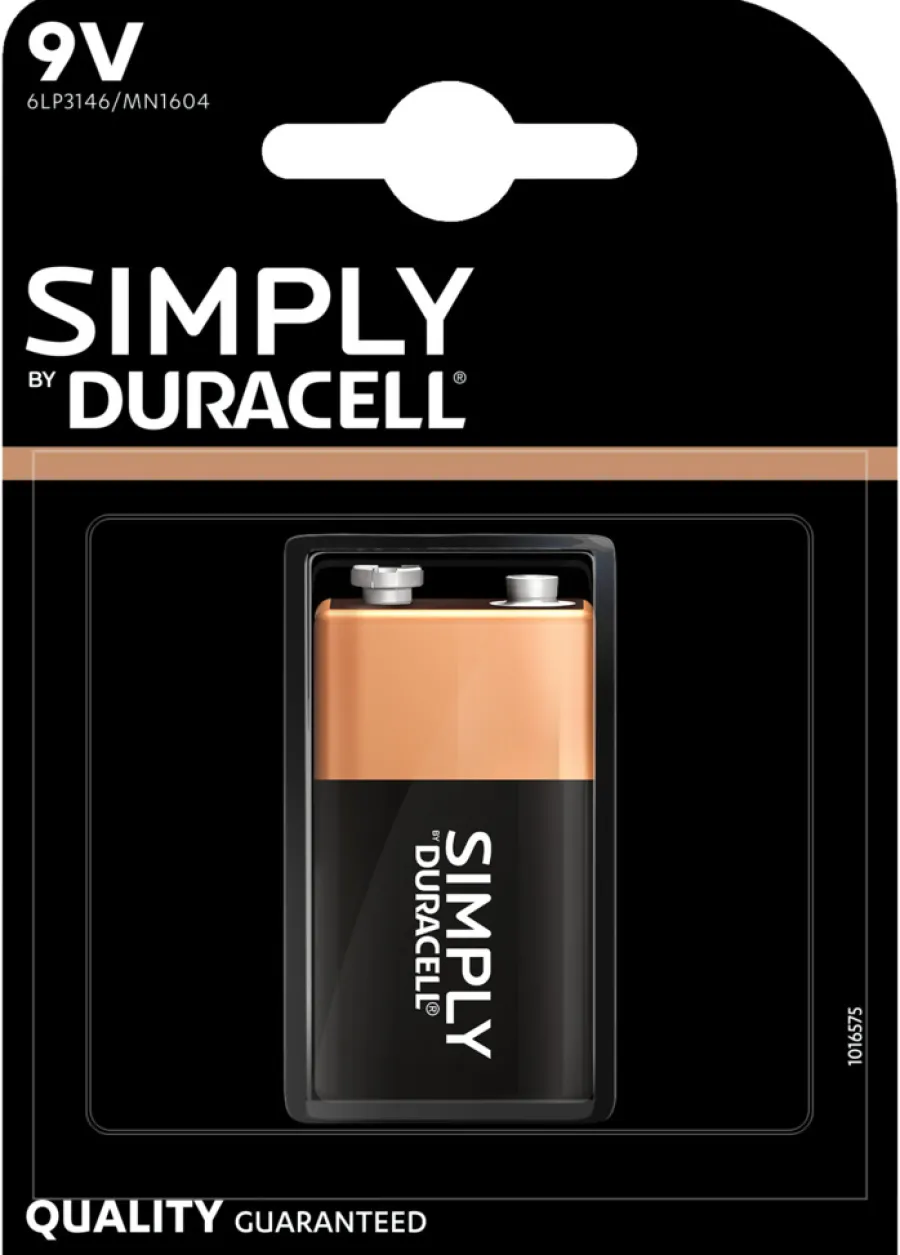 Duracell Batterier*Simply 9 V alkaline batteri 1-pk.