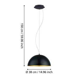 Eglo Loftlamper*Gaetano 1 pendel Ø38 cm Ø38 cm Sort/guld