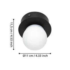 Eglo Loftlamper*Mosiano loft- og væglampe sort/hvid Ø11 cm