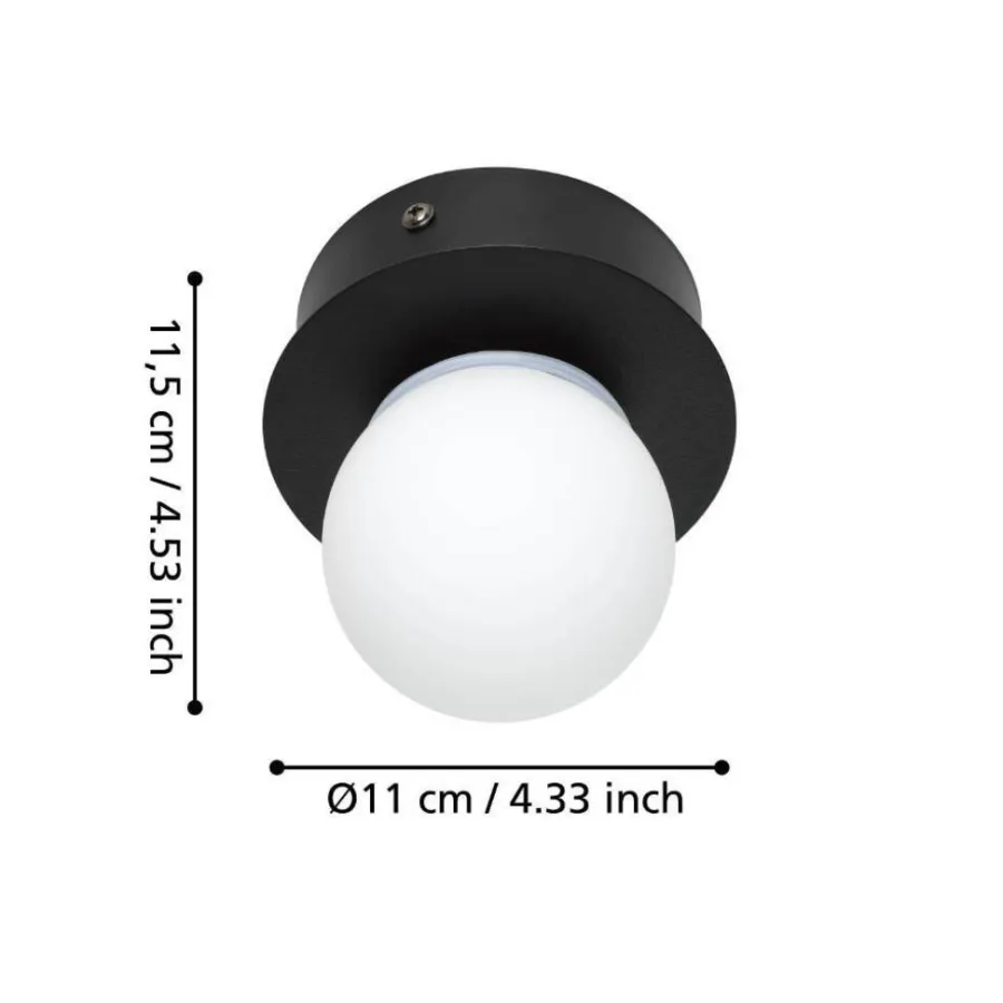 Eglo Loftlamper*Mosiano loft- og væglampe sort/hvid Ø11 cm