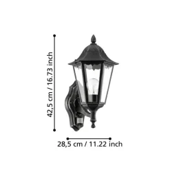 Eglo Udendørslamper*Navedo væglampe m/sensor sort/sølv 47,5 cm Sort og sølv