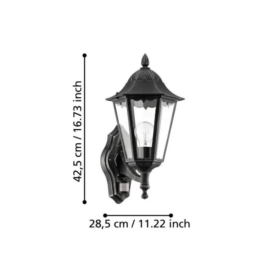 Eglo Udendørslamper*Navedo væglampe m/sensor sort/sølv 47,5 cm Sort og sølv