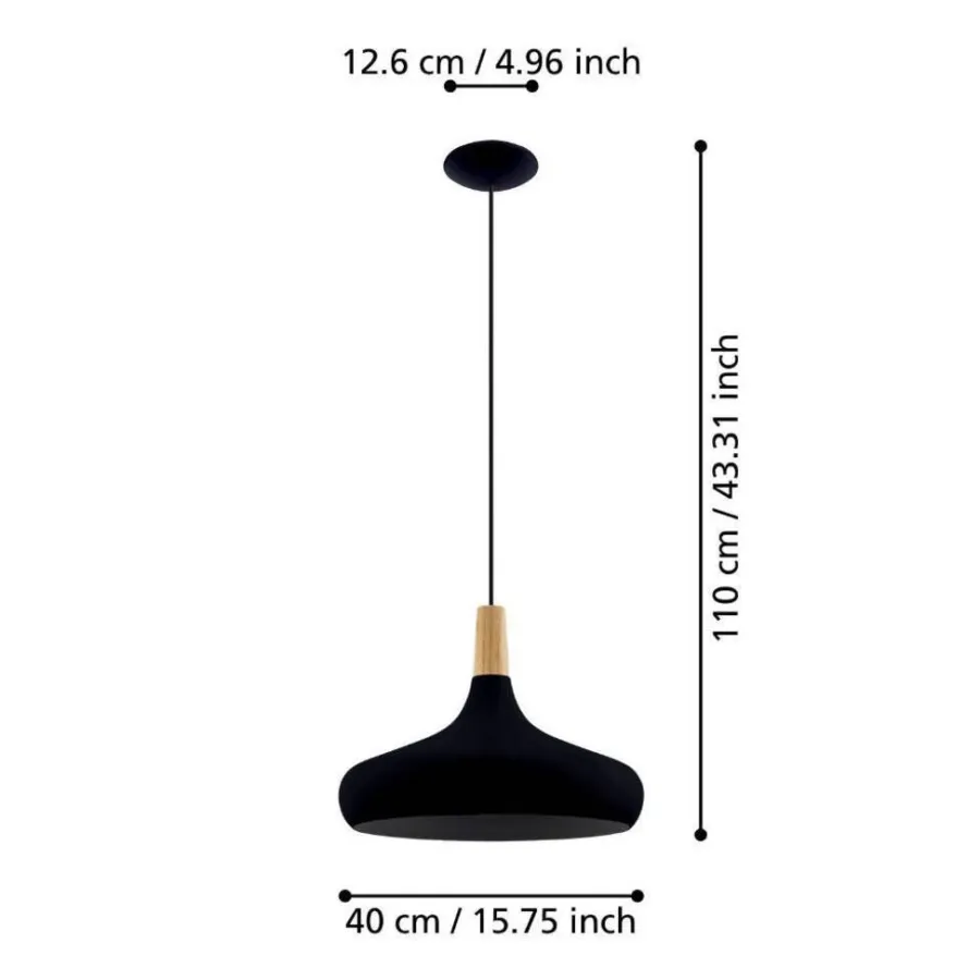 Eglo Loftlamper*Sabinar pendel Ø40 cm Sort/brun