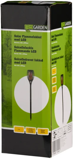 Garden® Sæsonafslutning|Solcellelamper*Fakkel med solceller Ø12 x H78 cm - Sort