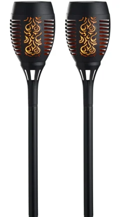 Garden® Sæsonafslutning|Solcellelamper*Fakler med solceller Ø9 x H58 cm 2-pk. - Sort