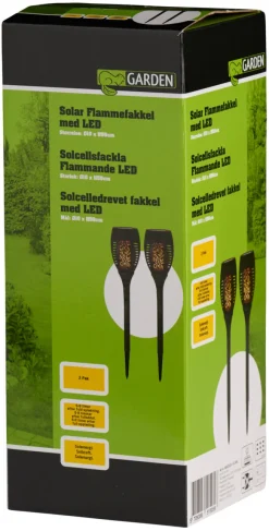 Garden® Sæsonafslutning|Solcellelamper*Fakler med solceller Ø9 x H58 cm 2-pk. - Sort