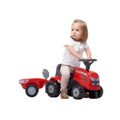 Falk Legetøj*Massey Ferguson traktor m/trailer, rive og skovl
