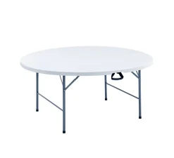 Sunlife® Haveborde*Foldebord Ø160 cm plast/stål hvid - Hvid/sort