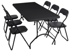 Telte & Campingmøbler|Haveborde*Foldebord metal/plast 180 x 75 cm Sort