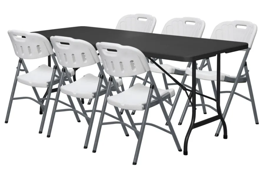 Telte & Campingmøbler|Haveborde*Foldebord metal/plast 180 x 75 cm Sort