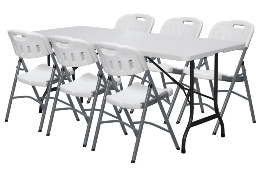 Telte & Campingmøbler|Haveborde*Foldebord stål/plast 180 x 75 cm Hvid