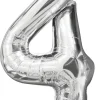Pynt & Festudstyr*Folieballon nummer 4 H60 cm sølv
