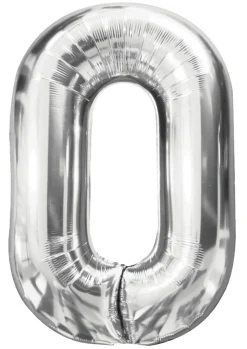 Pynt & Festudstyr*Folieballon nummer 0 H60 cm sølv