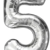 Pynt & Festudstyr*Folieballon nummer 5 H60 cm sølv