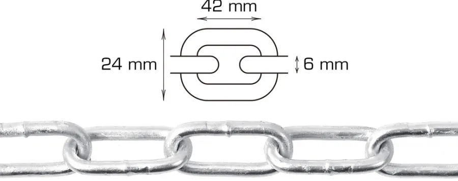 HOME it Kæder & Wirer*Galvaniseret kæde langleddet Ø6 mm x 5 meter