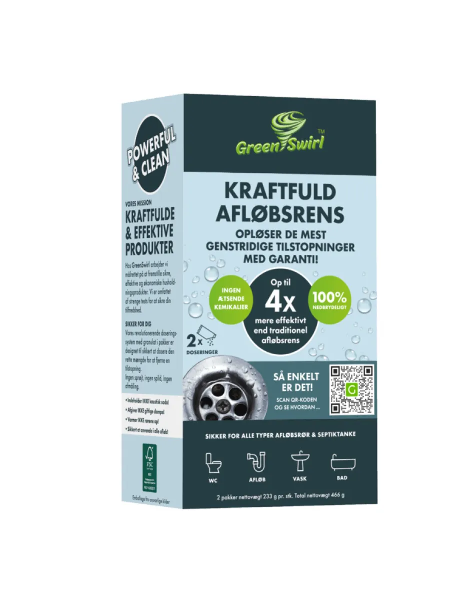 Green Swirl Rengøringsmidler*GreenSwirl afløbsrens 2 poser a 233 g
