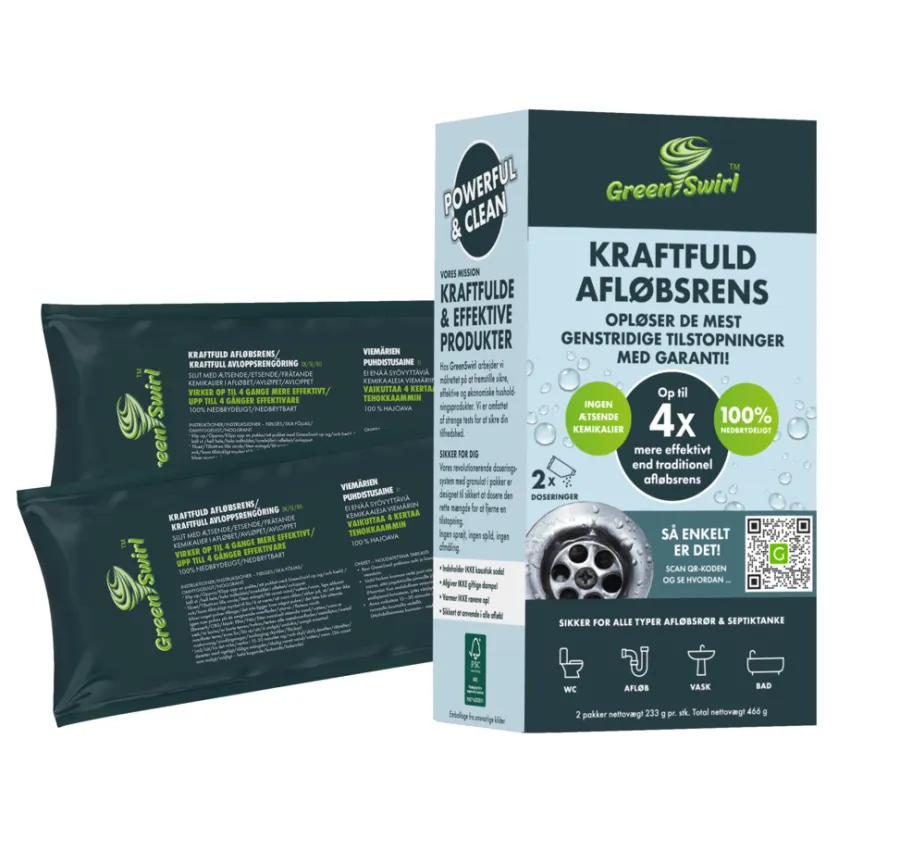 Green Swirl Rengøringsmidler*GreenSwirl afløbsrens 2 poser a 233 g