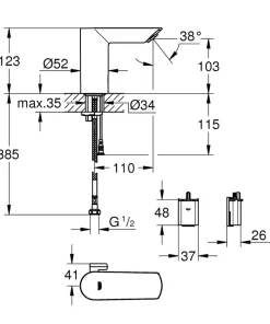 Grohe Håndvaskarmatur*Bau Cosmo E håndvaskarmatur m/sensor