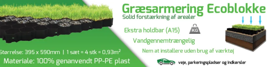 Bedafgrænsning & Minihegn*Græsarmering ecoblokke 395 x 590 mm