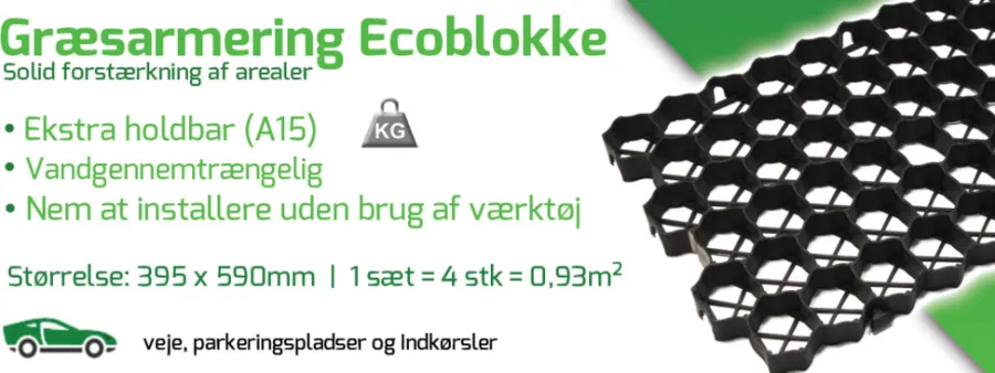 Bedafgrænsning & Minihegn*Græsarmering ecoblokke 395 x 590 mm