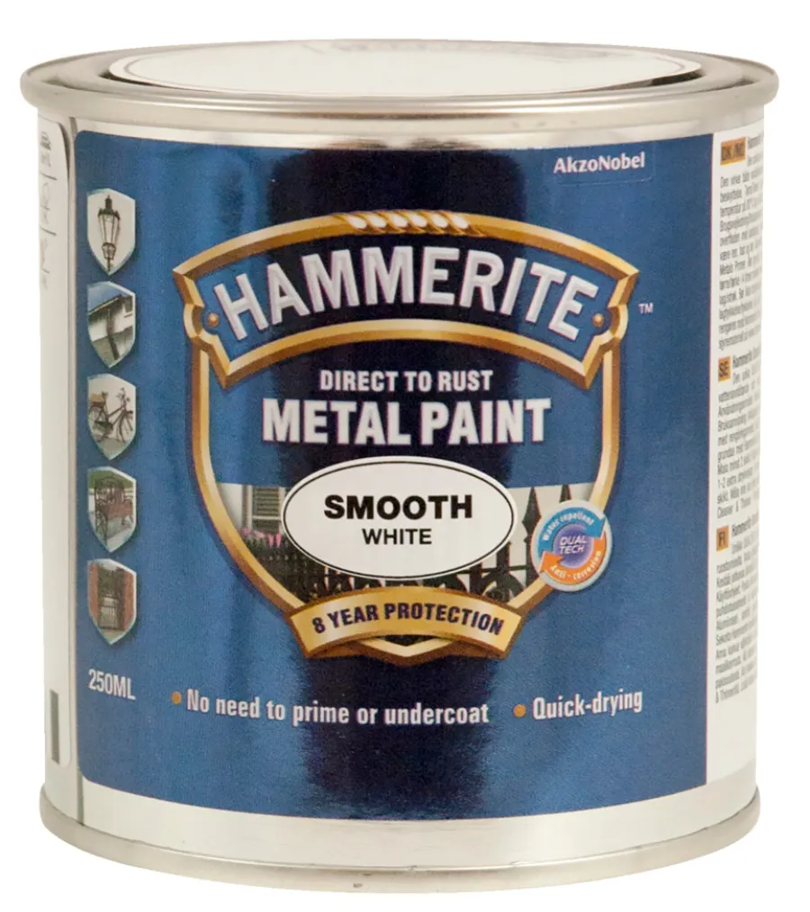Hammerite Metalmaling Udendørs|Træ- & Metalmaling*metalmaling glat effekt 250 ml Hvid