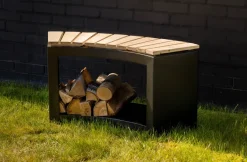 Bålfad & Tilbehør|Havebænke*Havebænk med brændedepot 90,2 x 37,8 x 48 cm Sort/natur