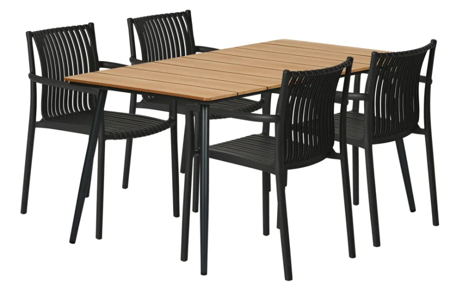 Sunlife® Sæsonafslutning|Haveborde*Havebord Beijing sort/teak 148 x 85 cm - Teak/sort