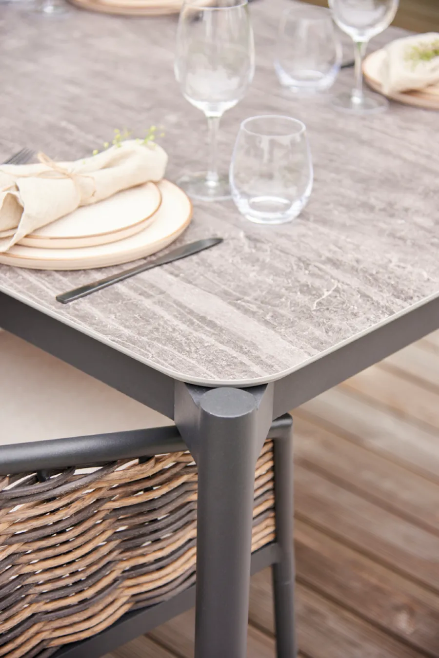 Haveborde*Havebord 205 x 104 cm i Grey Stone Look Sort
