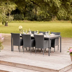Haveborde*Havebord 205 x 104 cm i Grey Stone Look Sort